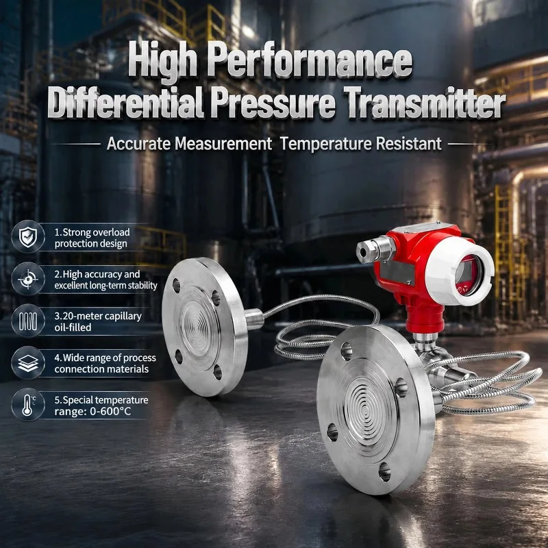SMP858 Flange Direct Mounted Hart 4-20mA Differential Pressure Level Transmitter 0.2% Accuracy Aluminum Alloy Housing