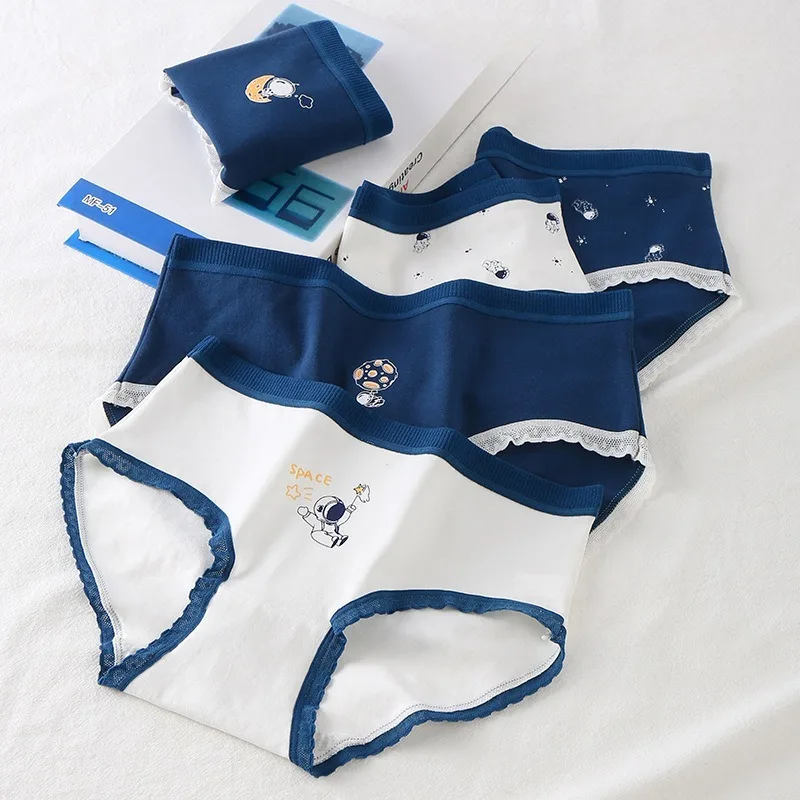 

5PCS Teens Girls Soft Cotton Antibacterial Briefs Kids Thin Breathable Comfort Panties 8+y Young Children Cute Print Underwears