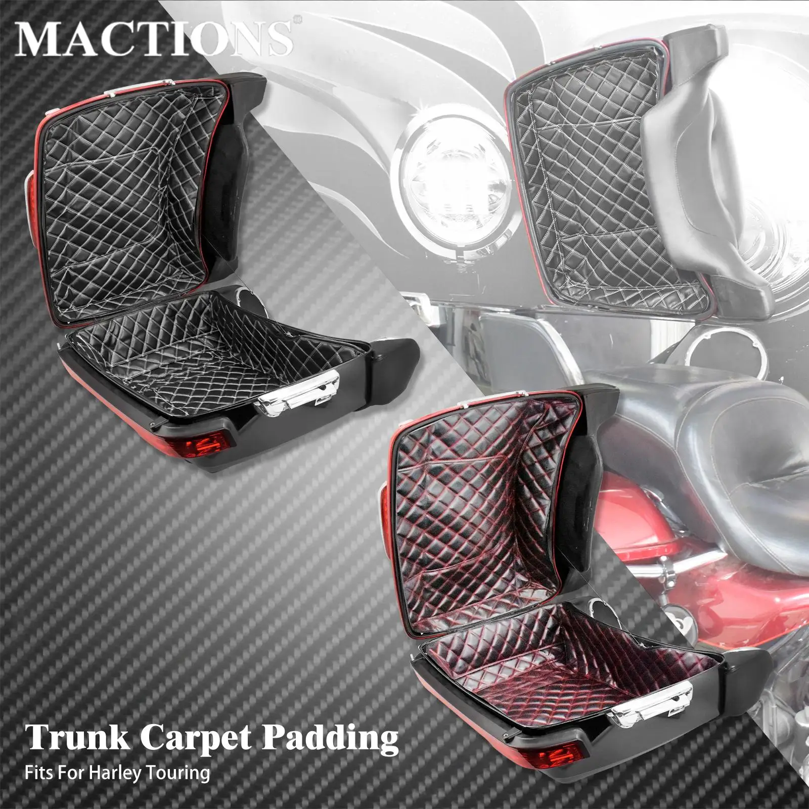 

Motorcycle Black Inner Pad Pack Trunk Carpet Liner Leather For Harley Touring CVO Limited Road King Electra Street Glide 14-2022