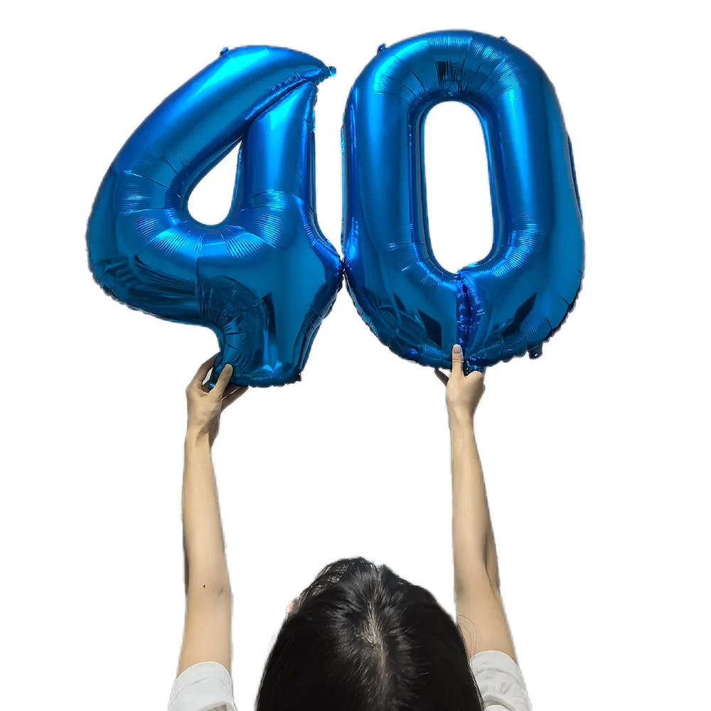 Number 40 Balloon 40 Digit Balloon Forty Blue Figure Green Globe 40th Birthday Big Large Red Rose Golden Black Colorful 32inch view 4