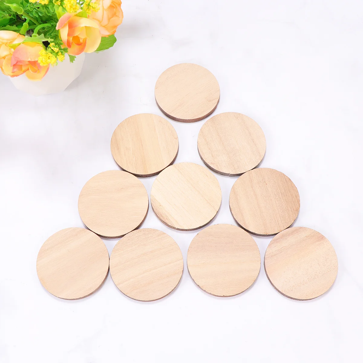 

50pcs Round Disc 5Mm Thickness 50Mm Width Natural Wooden Chips For Diy Craft Decor Sewing Accessories Wood Piece Round 5Mm Wood
