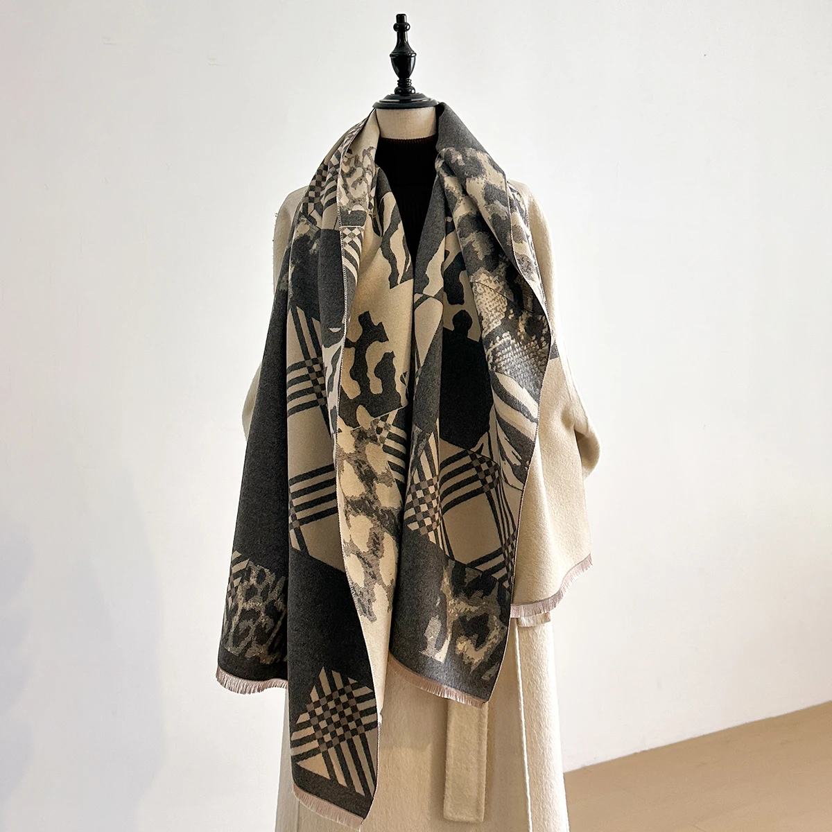 

Элегантный шарф с леопардовым принтом, имитация кашемира, мягкая теплая универсальная шаль, холодостойкий ветрозащитный шарф-одеяло на осень-зиму