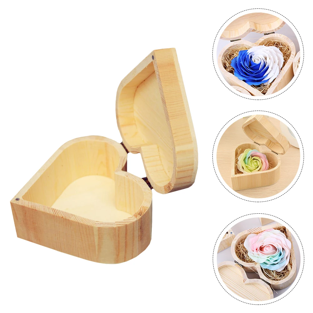 

Heart Shaped Wooden Jewelry Box Storage Container Display Case DIY Craft Decor Unpainted Plain Chest Home Bedroom