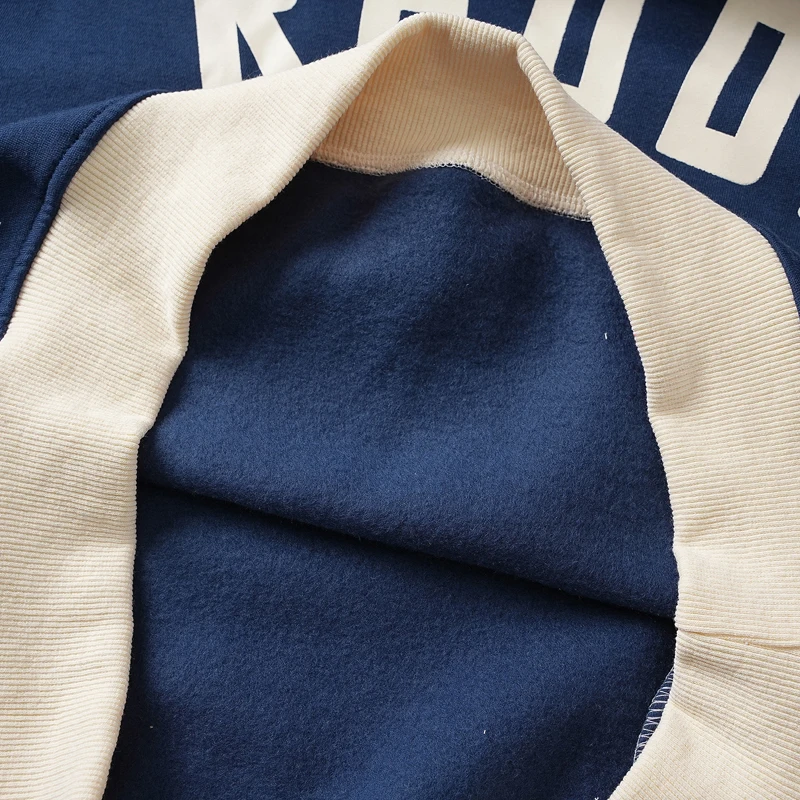 Blue White Patchwork Casual Rhude Sports Outfit New American Style Letter Print Pullover Sets One Day Ship Out view 5