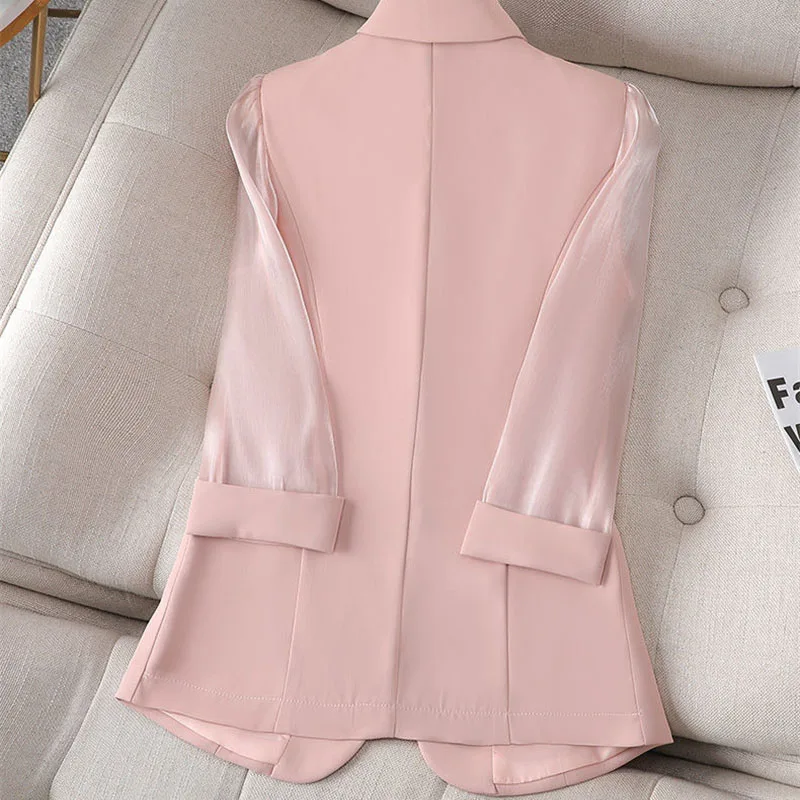 Turn Down Collar Slim Blazer donna Solid 2023 Summer Button Jacket manica lunga abiti formali top Office Ladies salopette cappotti