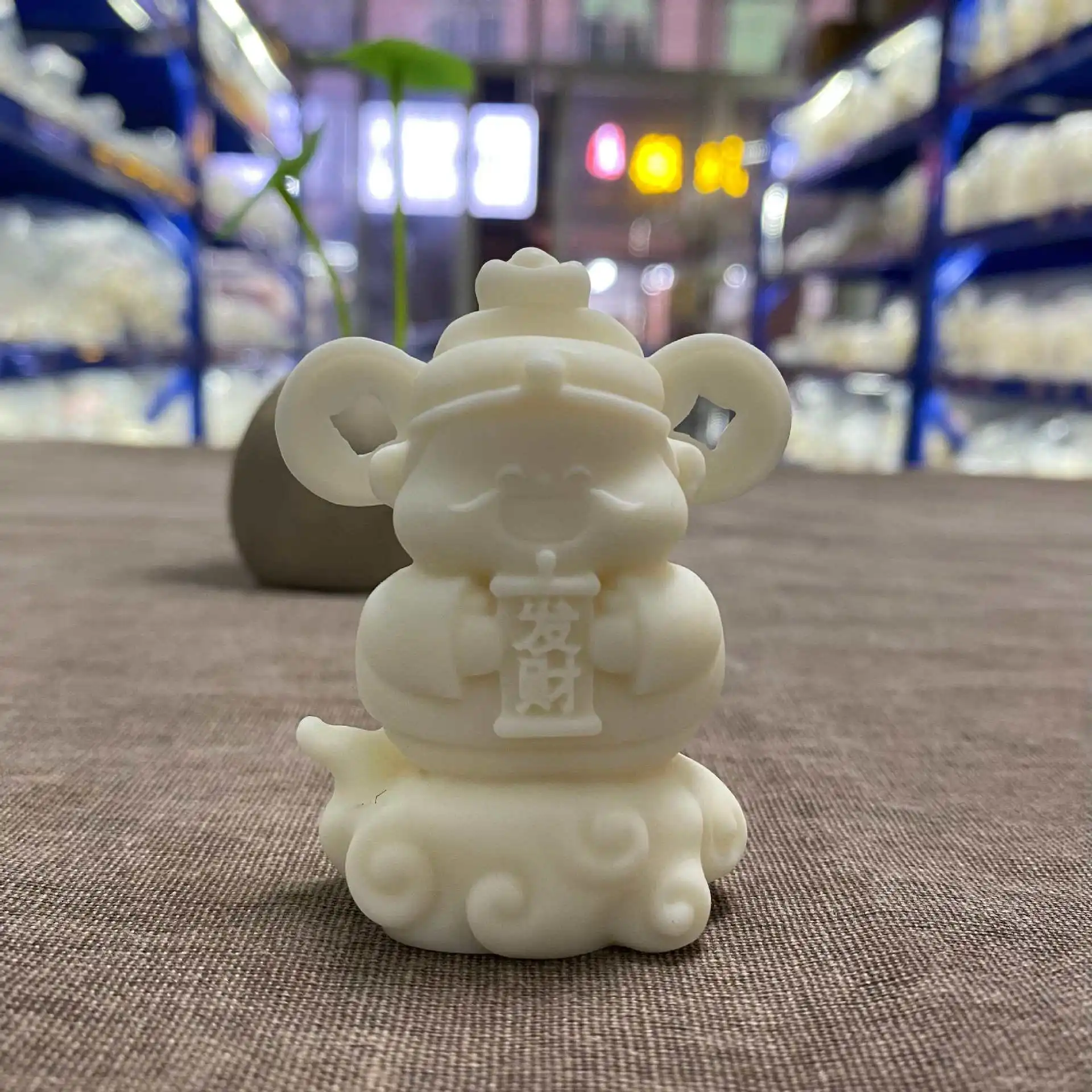 Hand Carved Tagua Nut Little Wealth Master Figurine God of Wealth Hand Piece Home Desktop Office Wenwan Decor Craft Gift