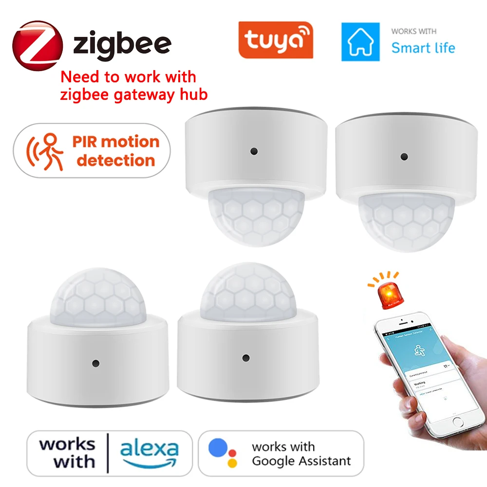 Tuya Zigbee PIR Motion Sensor Smart Human Presence Sensor Smart Home Security Detector Voice Works with Alexa Google