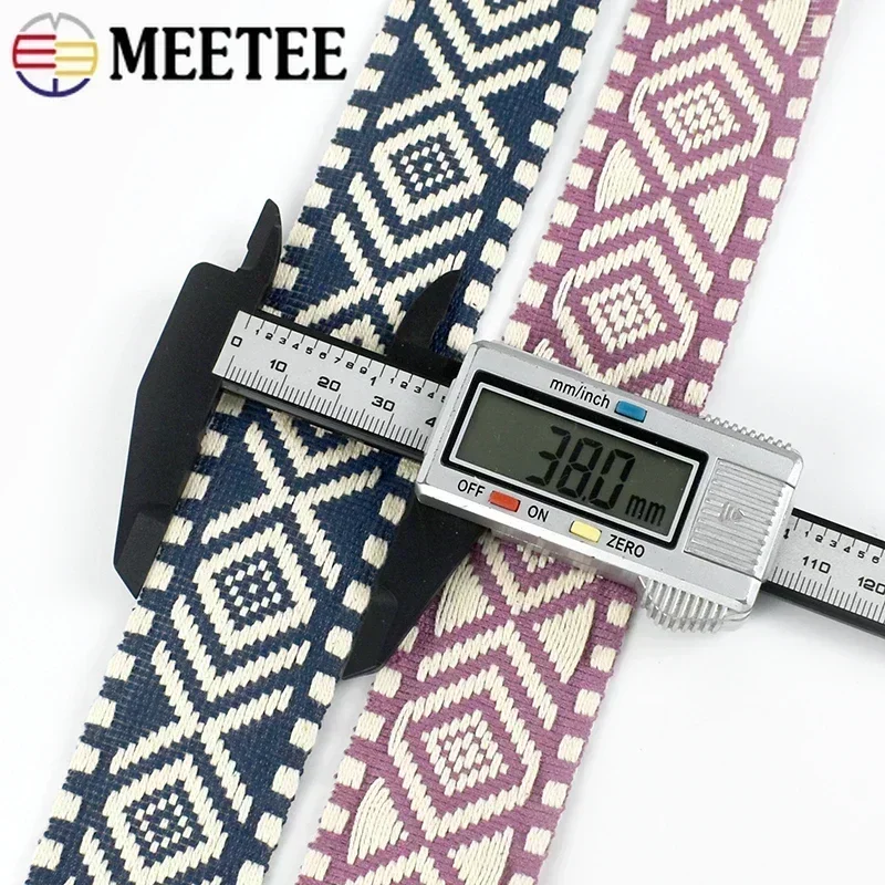 5Meters Meetee 38mm Colorful Jacquard Cotton Webbing Ribbon Canvas Straps Bag Shoulder Strap Clothing Band Sewing Accessorie