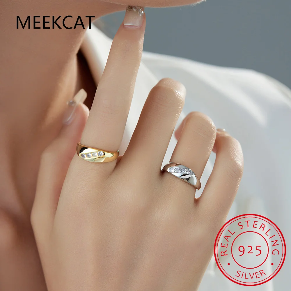925 Sterling Silver Chunky Rings for Women Adjustable Bold Thick Statement Rings for Women Minimalist Rings Anel Prata SCR983-E