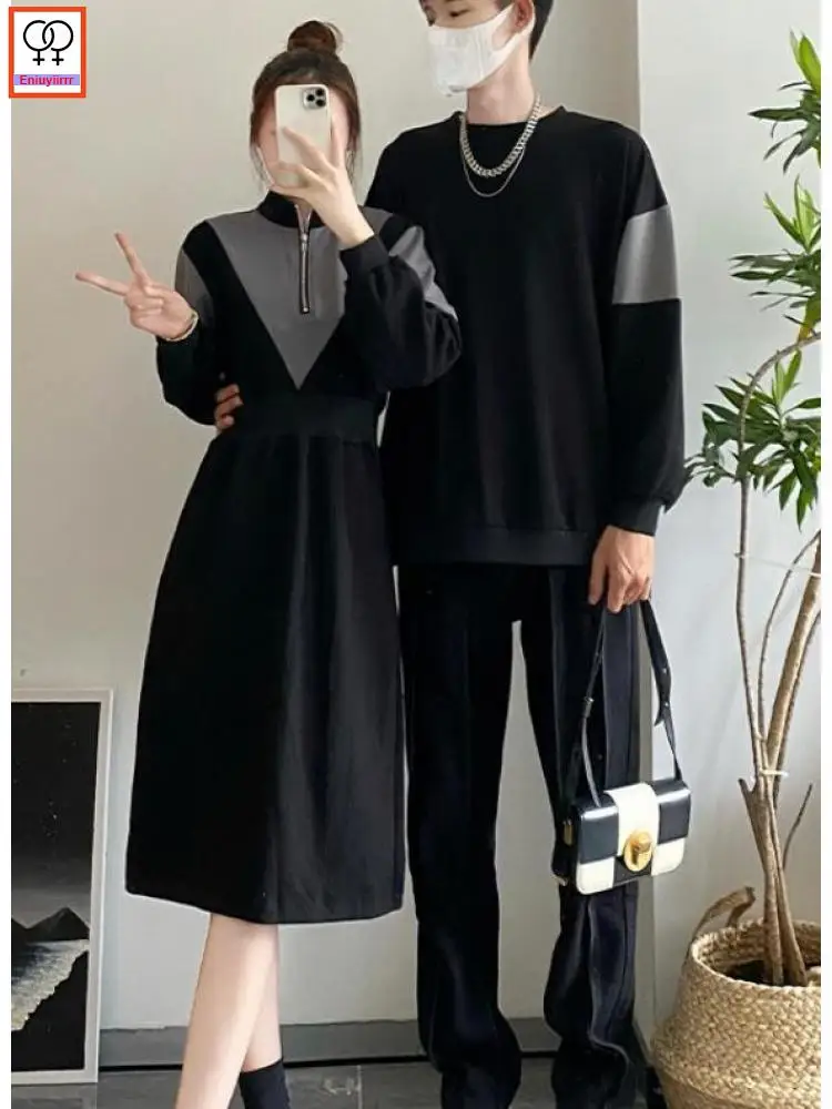 Matching Couple Clothes 2023 Holiday Honeymoon Autumn Outfits Date Girls Boyfriend Female Male Lovers Couple Hoodies Dress