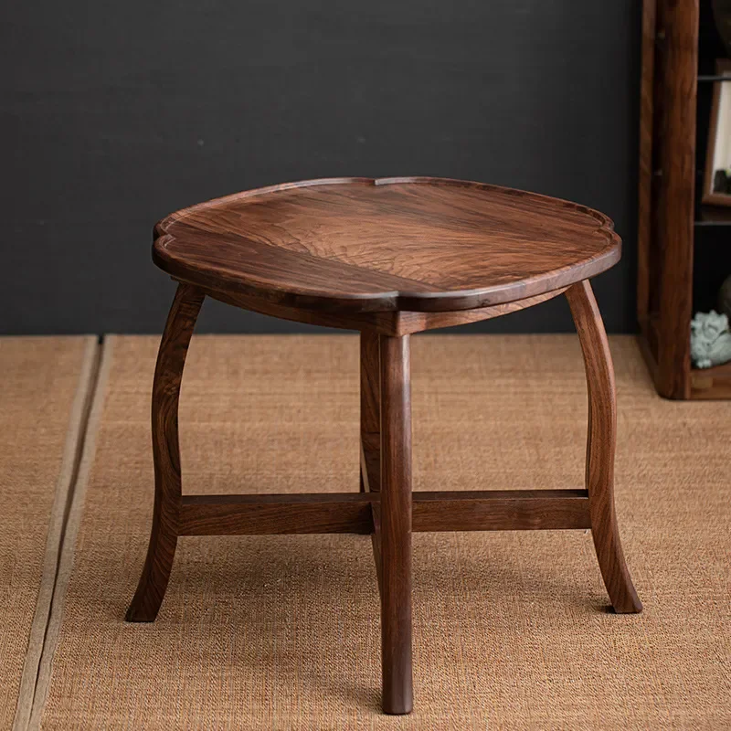 Foldable Walnut Coffee Table Portable Small Side Table for Living Room Sofa Low End Table Balcony Window Stand Modern Design