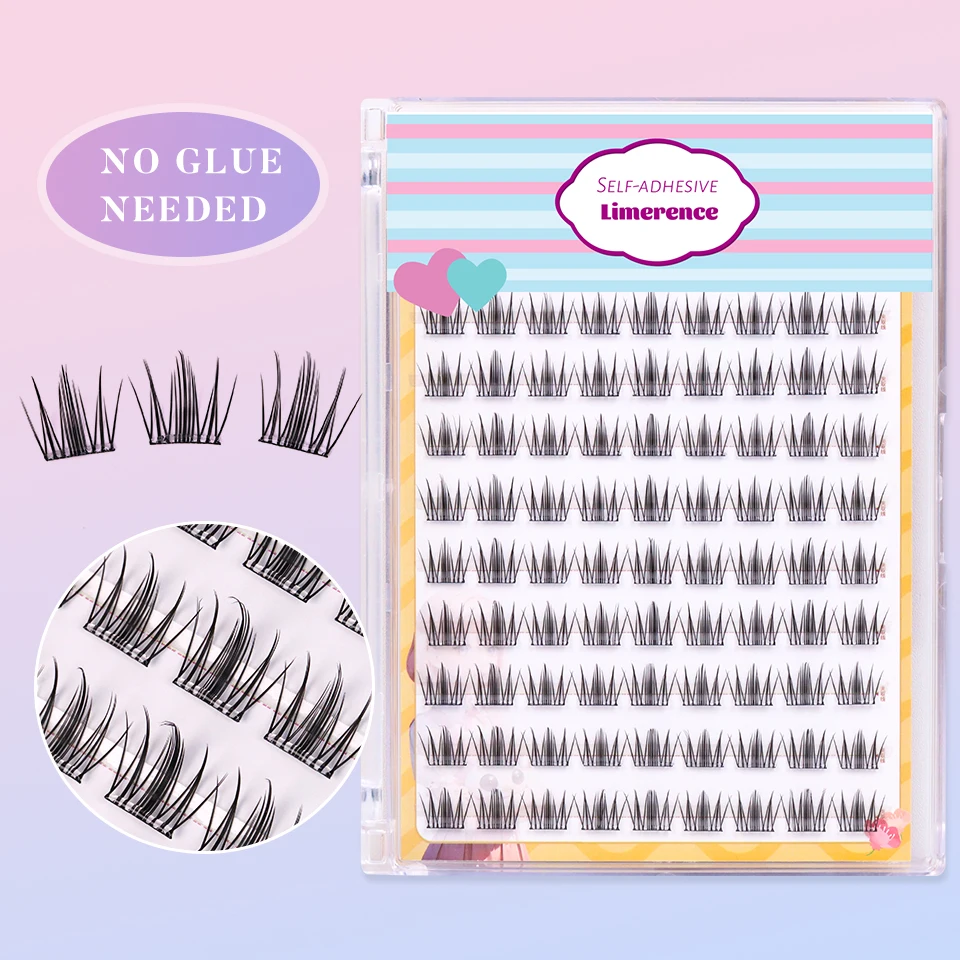 Cluster Self  Adhesive No Glue Needed Eyelashes Manga Lashes High Capacity Reusable Individual Lashes Makeup Tools Cils DIY Lash