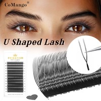 CoMango U Shaped Parallel Flower Eyelashes Extension  U YY Lash Shaped Bloom Eye Lashes Natural Soft Premade Fan Lash Extensions