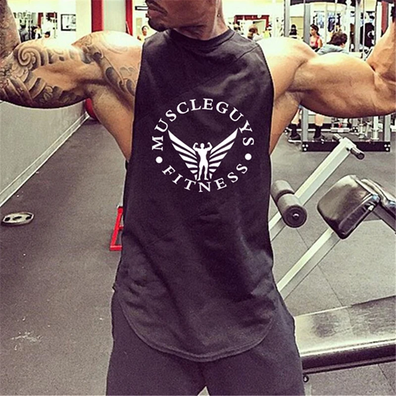 

Summer New Brand Sporting Bodybuilding Fitness Vests Men Print Patchwork Tank Top Casual Fashion Sleeveless T-Shirt