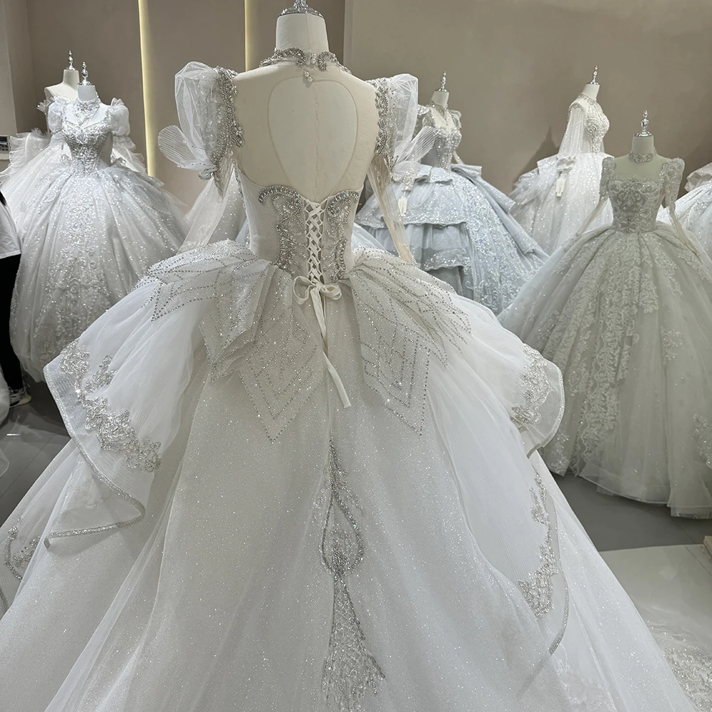 Customized Sequin Long Sleeves Evening Dresses 2025 Floor Length Court Train Beaded Lace Up Back Formal Gown платье сва