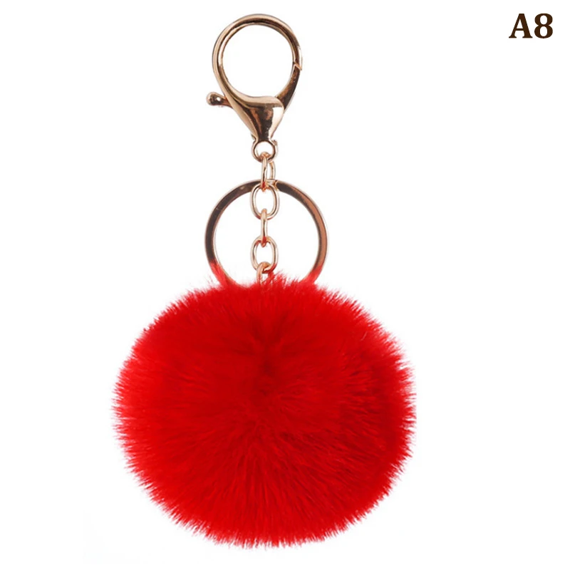 8cm Cute Key Soft Fluffy Fur Ball Keychain Fluffy Key Chains Trinkets Pom Pom Keyring Women Bag Pendant Jewelry Key Chain Charms