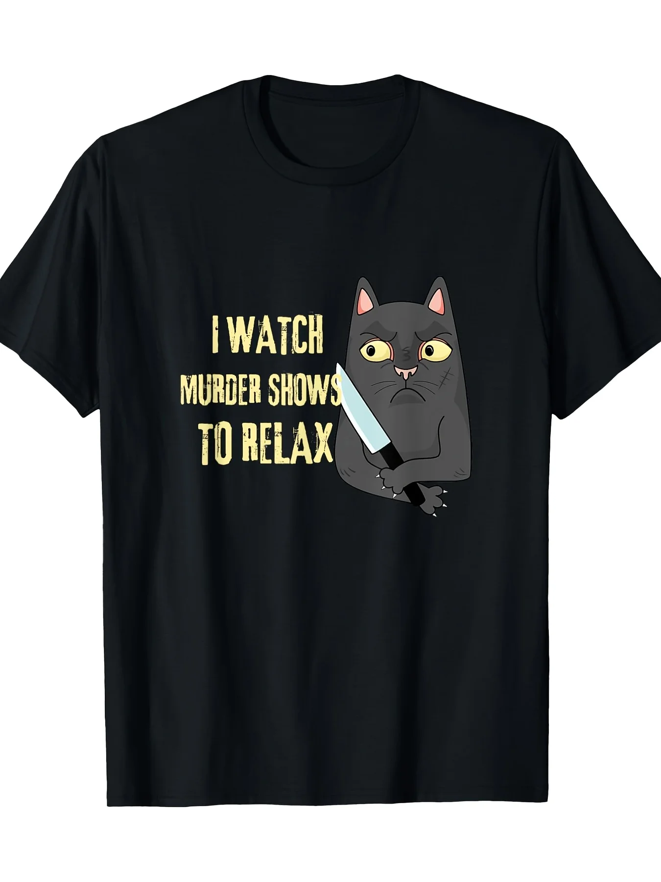 

I Watch Murder Shows to Relax Graphic Print Cotton Men T-Shirt Harajuku Casual O-Neck Short Sleeve Tshirts Tops Oversized Tee