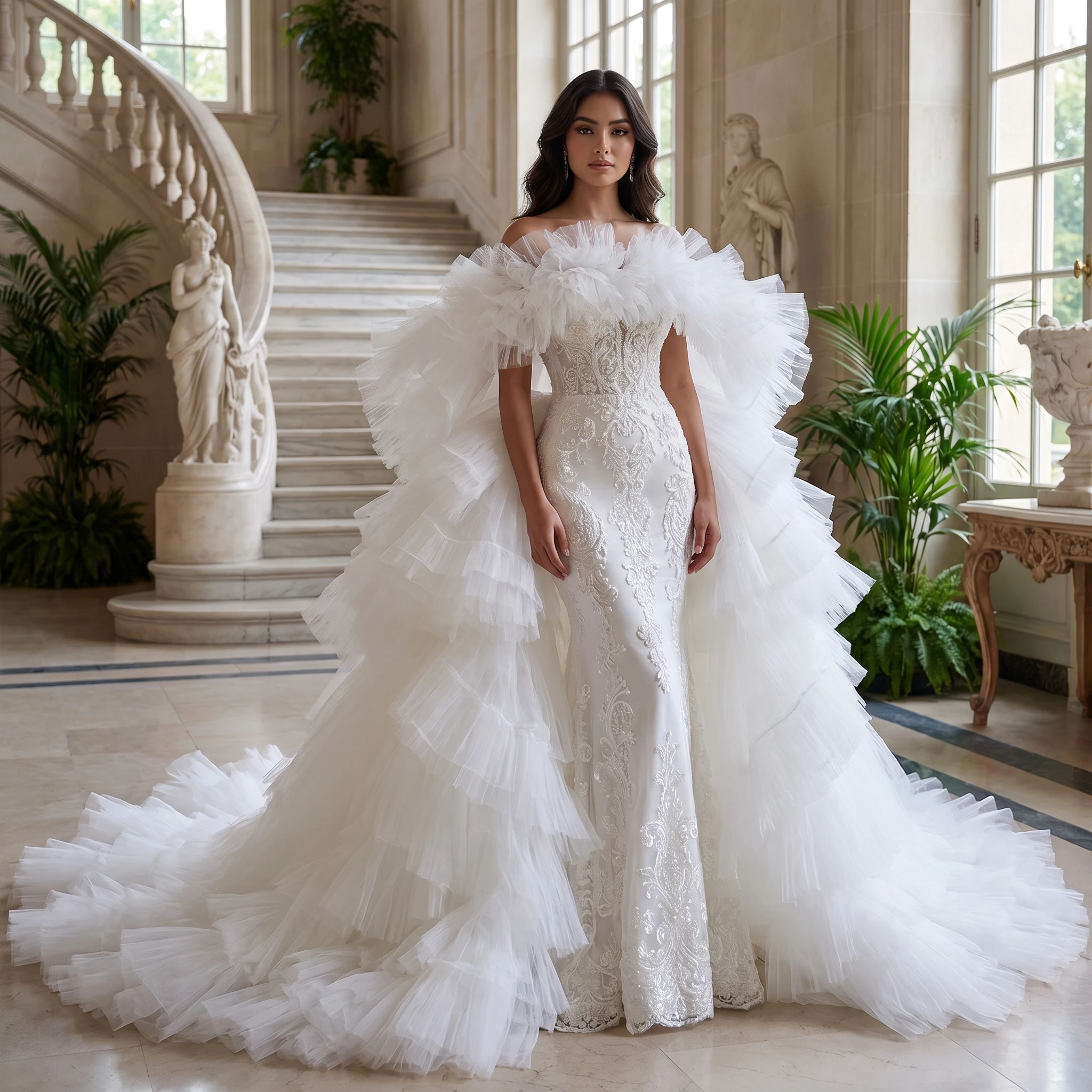 Customized Simple Wedding Dress Boat Neck Lace Beaded A-Line Court Train Flash Sale Bride Dress Vestidos De Noiva