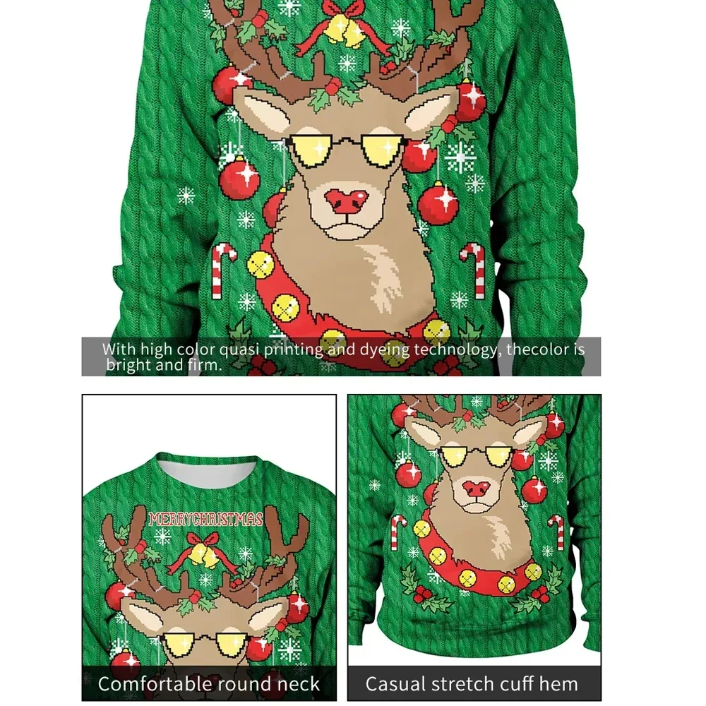 Mannen Vrouwen Lama Lelijke Kerst Sweatshirt 3D Grappige Print Oudejaarsavond Kerst Trui Koppels Trui Holiday Party Jumper Tops