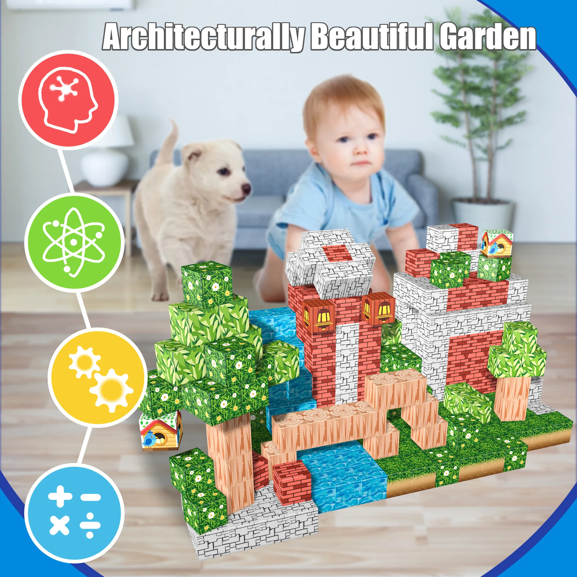 99PCS 자기 집 건물 세트, 창조적 인 새 둥지 및 미니 코티지 디자인, 어린이를위한 STEM 학습 장난감 3 +, Montessori Educatio
