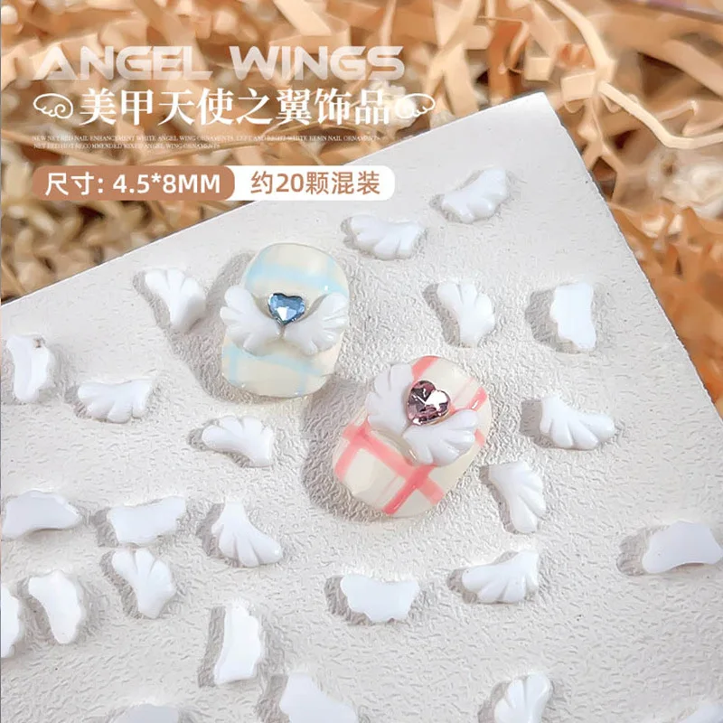 100 Stuks Witte Engel Vleugel Nail Art Charms 3D Hars Cartoon Halve Vleugel Nagel Onderdelen 4.5x8mm Leuke Vleugels DIY Ambachten Manicure Decoratie *