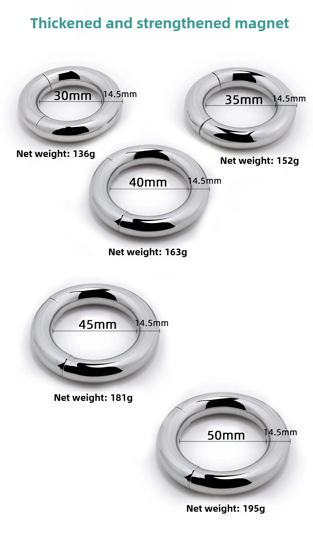 Metal Penis Ring Magnetic Ball Stretcher Stainless Steel Silver Cock Ring Weighted Exercise Scrotum Pendant Bondage Sex Toys Men view 4