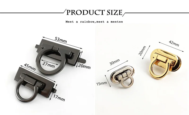 1/2/3/5Pcs Metal Square Turn Twist Locks Women's Bag Lock Buckle Decorative Handbag Closure Clasps Hardware Accessories