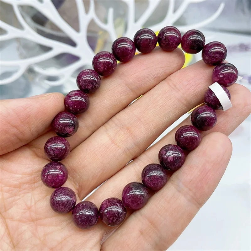 Natural Ruby Bracelet Handmade Women Healing Gemstone Crystal Strand Bangles Lovers Girlfriend Jewelry Gift 1PCS 9MM