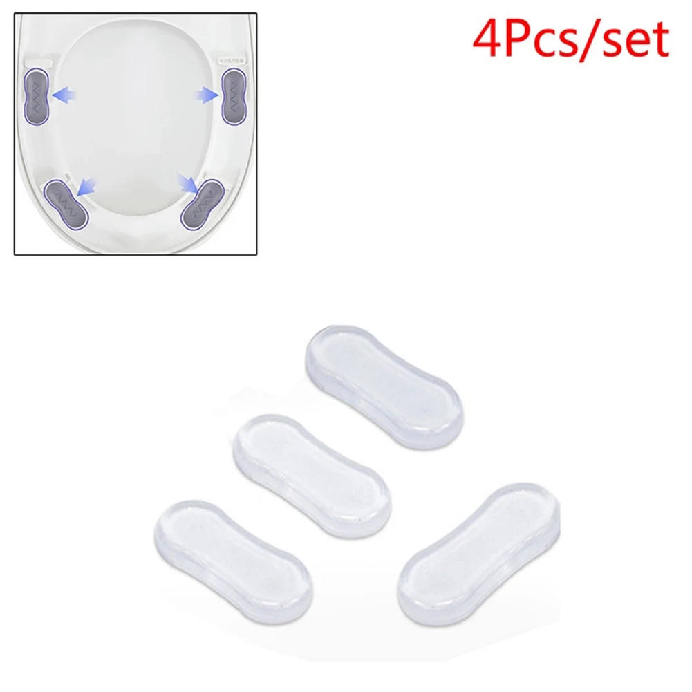 4pcs Universal Toilet Seat Bumper Shockproof Toilet Seat Lid Pads Bathroom Replacement Parts Silicone Strong Adhesive Protective