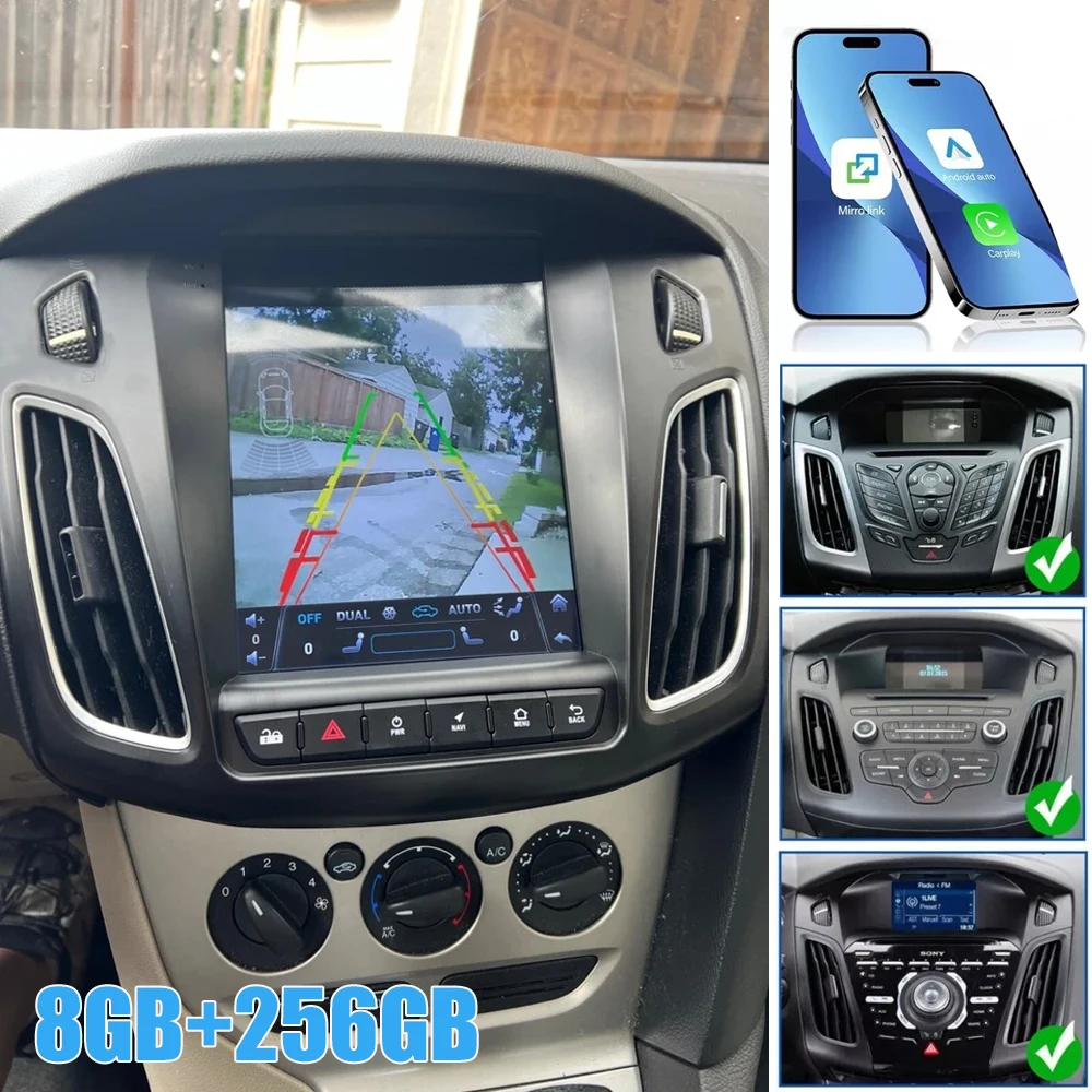 9.7 "أندرويد 15 Carplay راديو السيارة التلقائي لفورد فوكس 3 2011-2018 2019 مشغل فيديو الوسائط المتعددة ستيريو نظام تحديد المواقع والملاحة رقم 2din DVD
