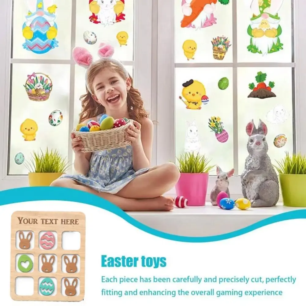 Juego de mesa Tic Tac Toe para 2 jugadores, juego de mesa interactivo para padres e hijos, juguetes Montessori Banny XO, tablero de ajedrez