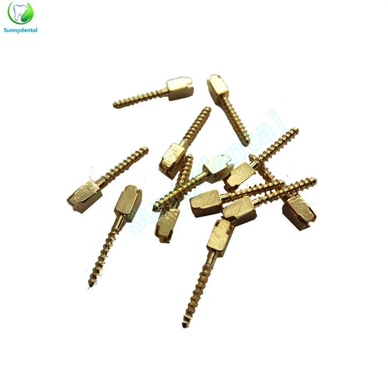 Dental Steel Screw Post Gold Plated Screw Post 120pcs Golden Screw Post Dental Supplies Dental Materials
