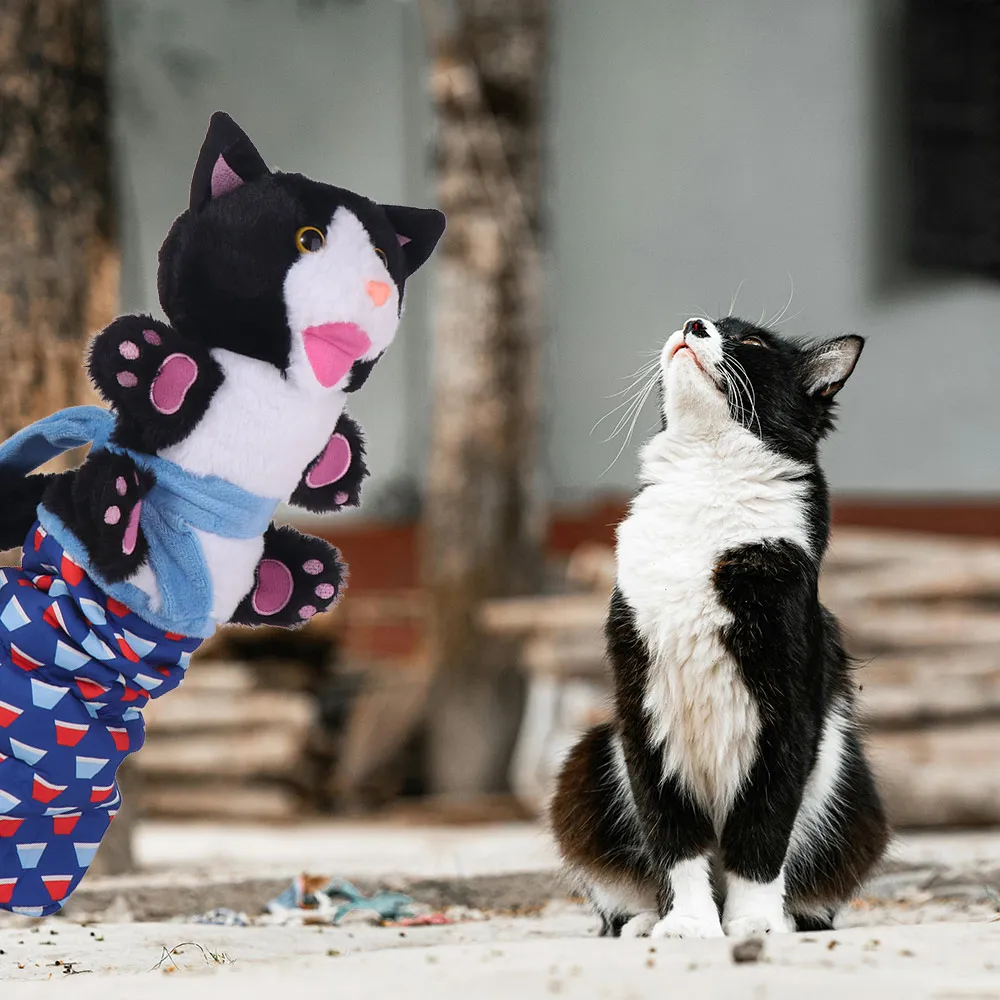 Jouets interactifs pour chats, gant de lutte, rembourrage robuste en forme de chat, marionnette pour chat, gant en peluche doux pour animaux de compagnie, fournitures pour animaux de compagnie