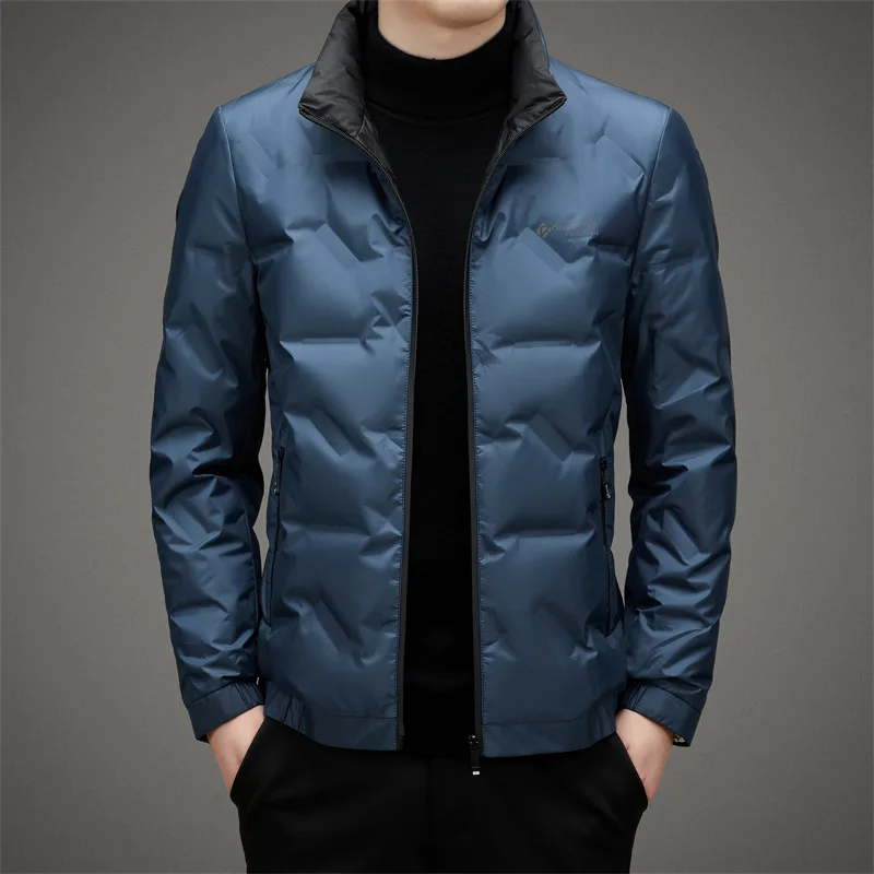 

Lightweight Down Jacket for Middle-aged Men Casual Short Winter Style New Warm Standing Collar
