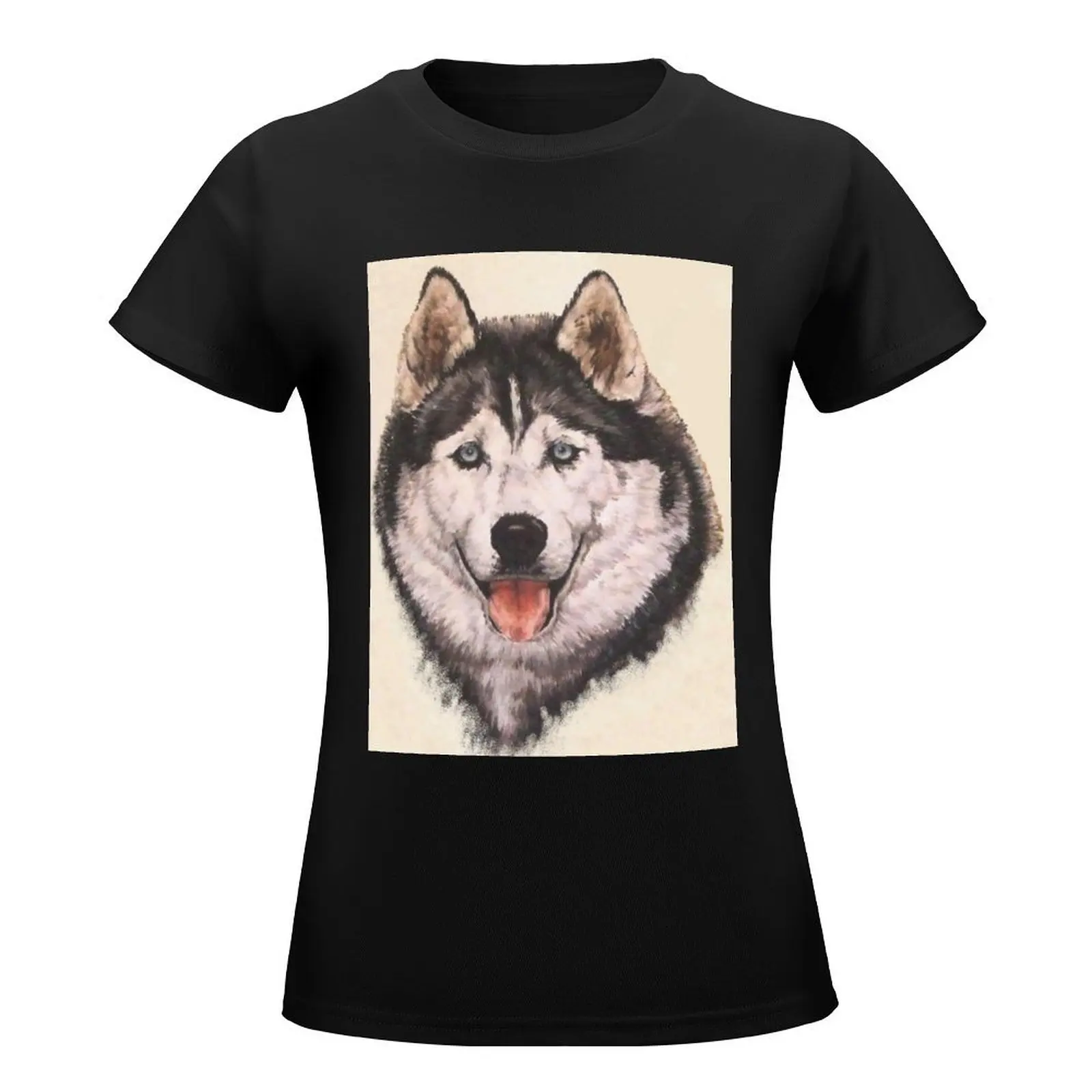 Siberian Husky Portrait in Color T-Shirt shirts graphic tees summer clothes tees t-shirts for Women cotton