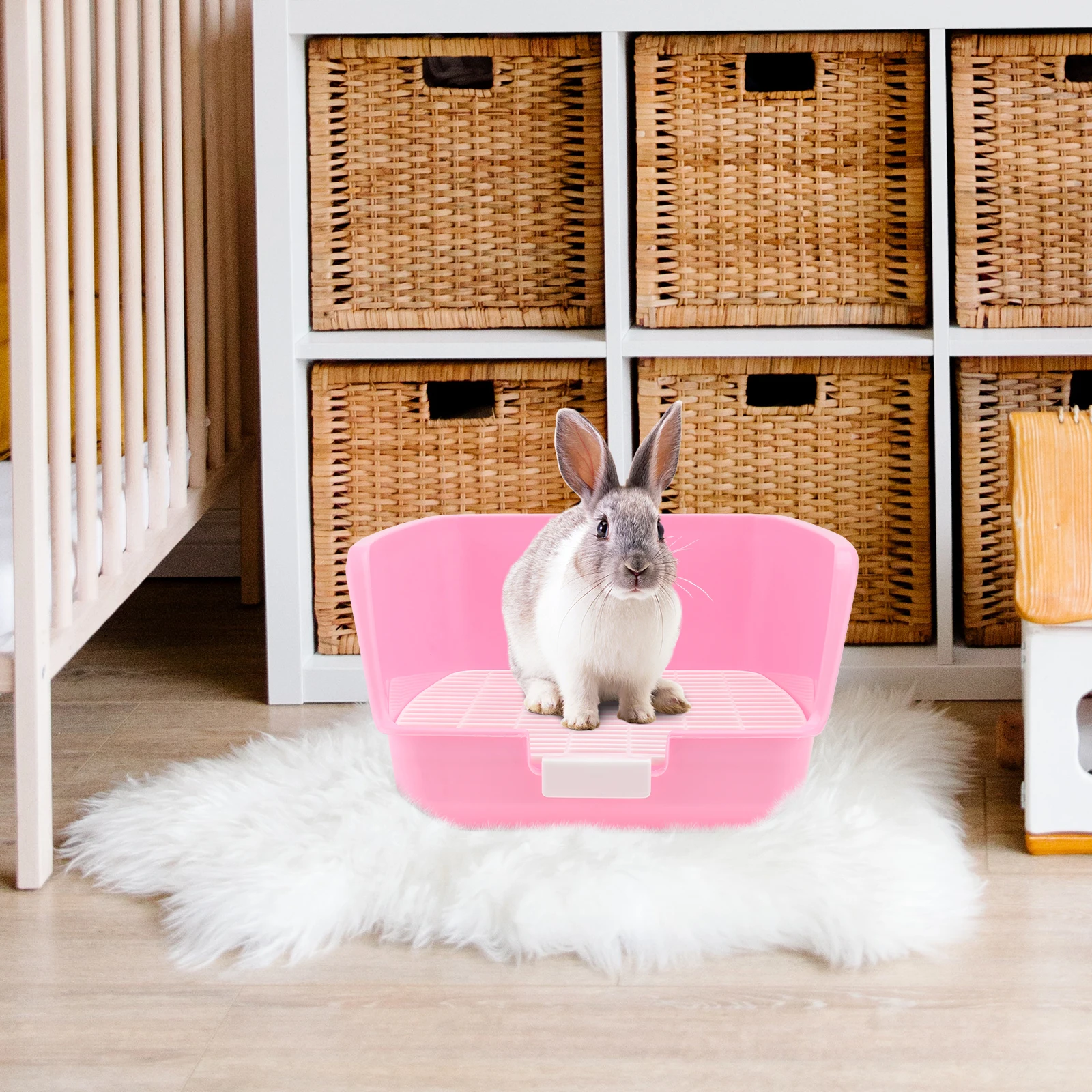 1 قطعة مقلاة سرير صغيرة لحمام الأرنب حوض تبول بلاستيكي متين مع شبكات قابلة للفصل ، مرحاض خنزير غينيا سهل التنظيف ، الحيوانات الأليفة