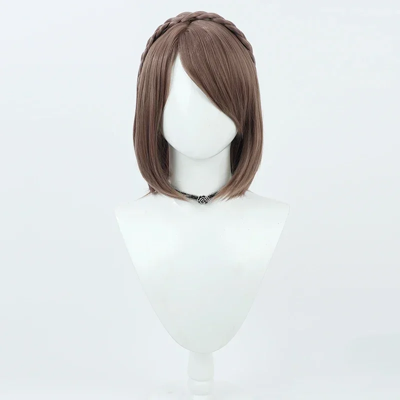 Athena Cosplay Wig Final Fantasy FF14 Brown Short Heat Resistant Synthetic Hair Party Halloween Costume Wigs   Free Wig Cap