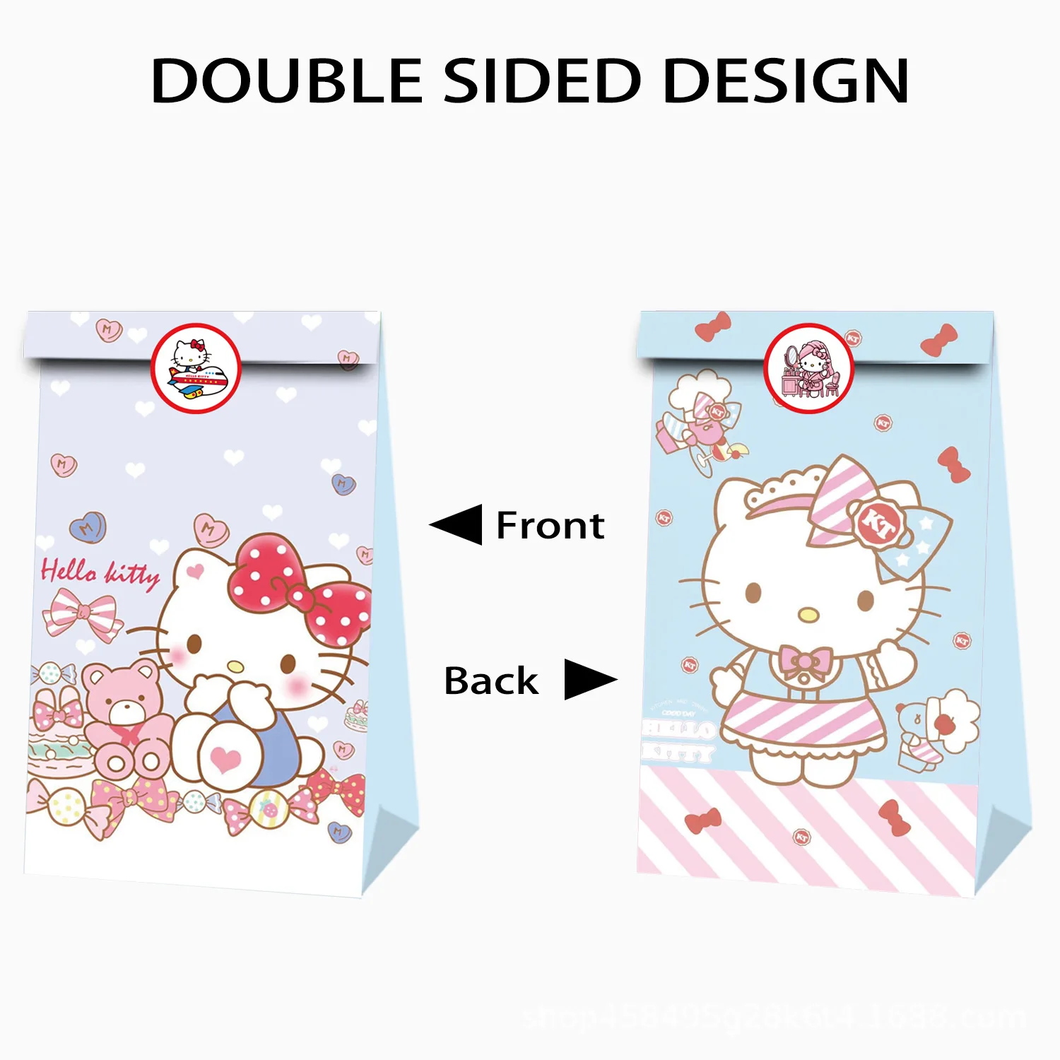 12 Stuks Hello Kitty Thema Cadeau Tas Verjaardagsfeestje Decoratieve Papieren Zak Schattige Snoepzak Kawaii Milieuvriendelijke Papieren Zakken Cadeau Meisje