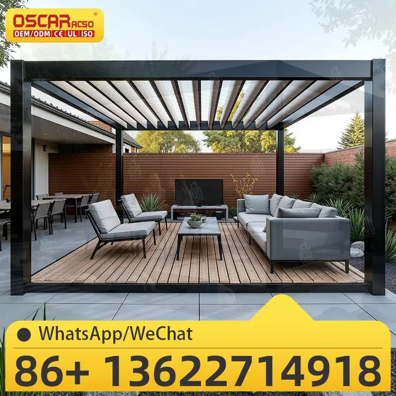 

Louvered Roof Light Aluminium Patio Cover Outdoor Sun Shade for Garden Backyard Poolside pergola