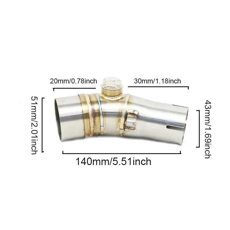 Stainless Steel Modified Mid Exhaust Pipe Fit for Kawasaki ER6N Exhausts Pipes