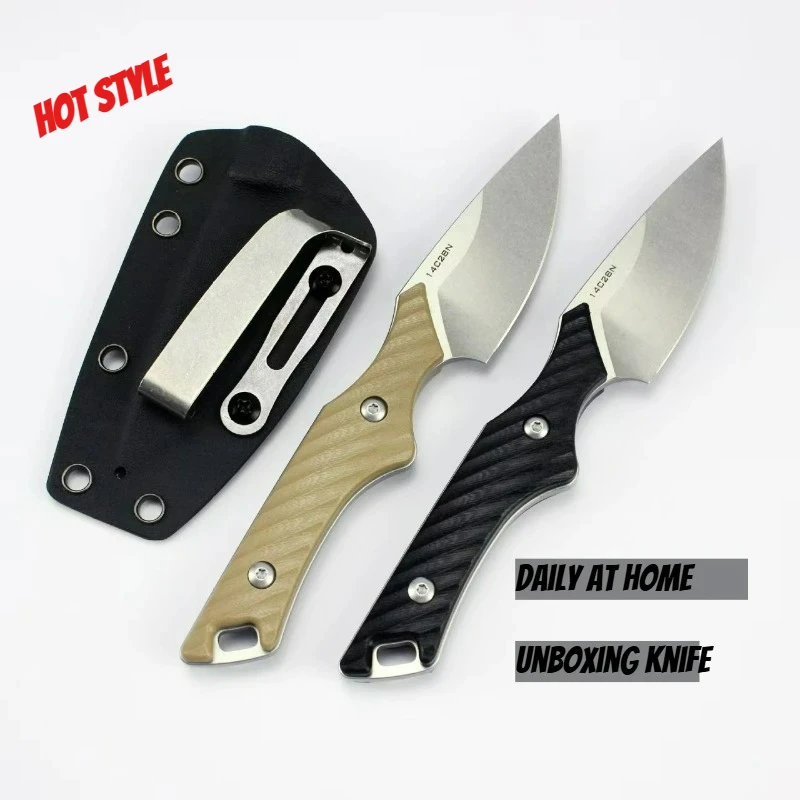 

GT0194 utility edc multitool knives 14C28N Steel Fixed Blade Knife With K Sheath G10 Linen Handl outdoo bushcraft tactical knife