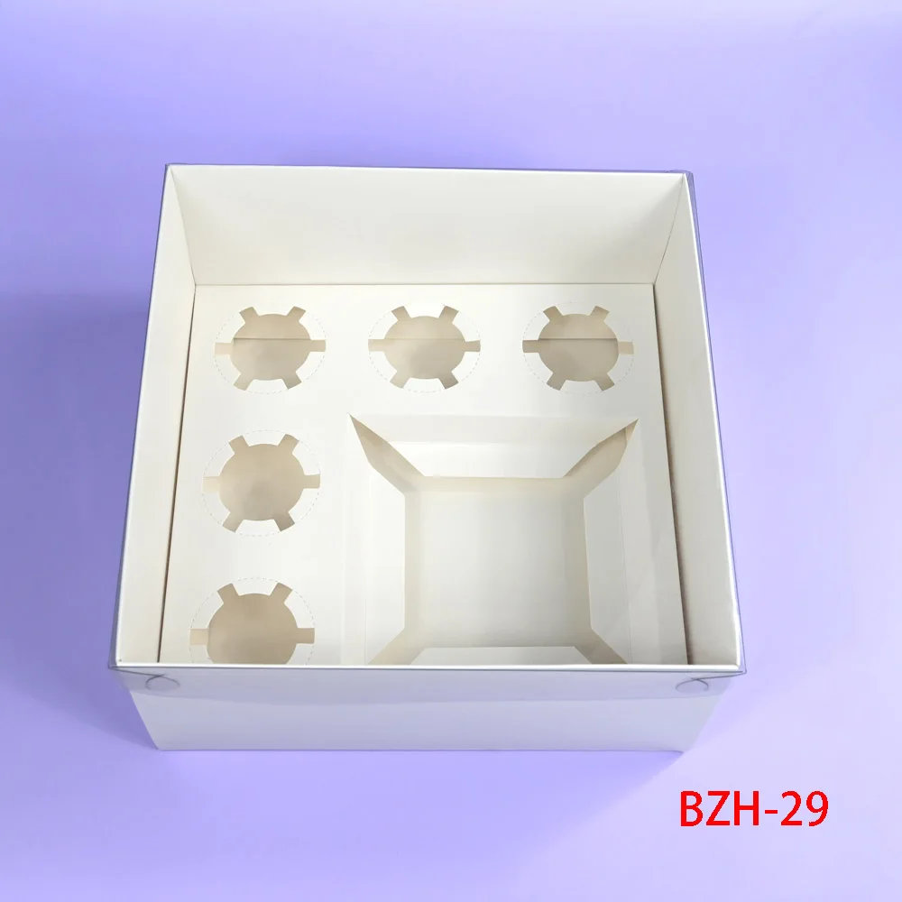 5pcs White Cupcake Boxes Paper Merry Christmas Mousse cake/Chocolate Gift Box Clear Window Packaging Bag