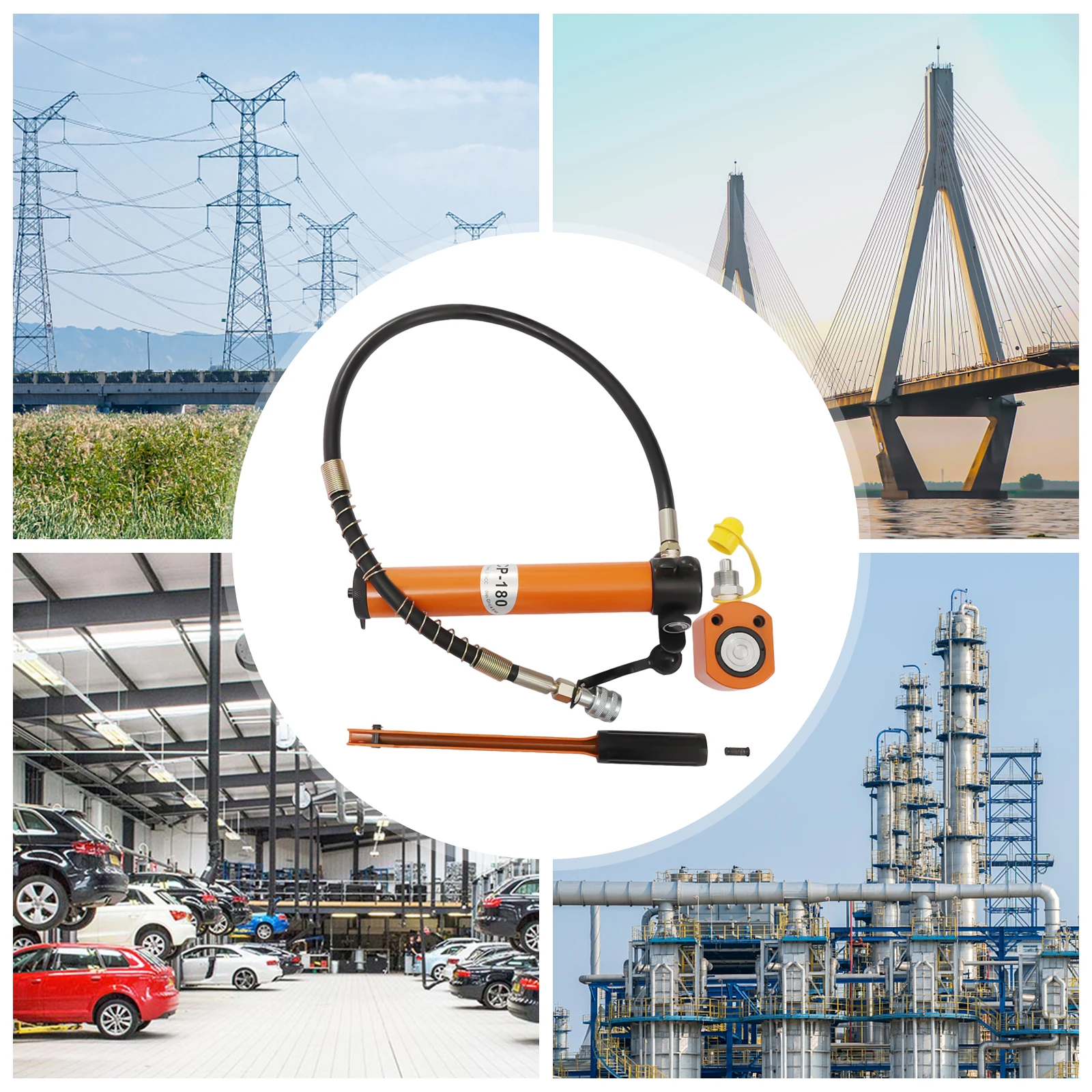 10T Manual Hydraulic Pump Lifting Jack Set Single-Acting Short Jack  Ram Cylinder Hand-Operated Hydraulic Jack