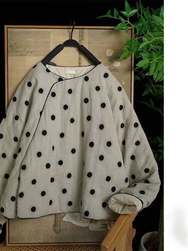 

Художественное или хлопковое джет свободного покроя с мужским воротником в стиле ретро, китайское хлопковое льняное пальто с принтом, удобное женское пальто для поездок на работу