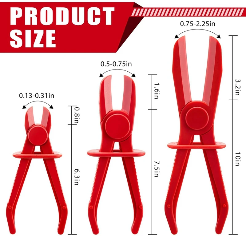 12Piece Hose Pinch Off Pliers Hose Pliers Fuel Line Clamp Pinch Clamp Tool Red, 3 Sizes
