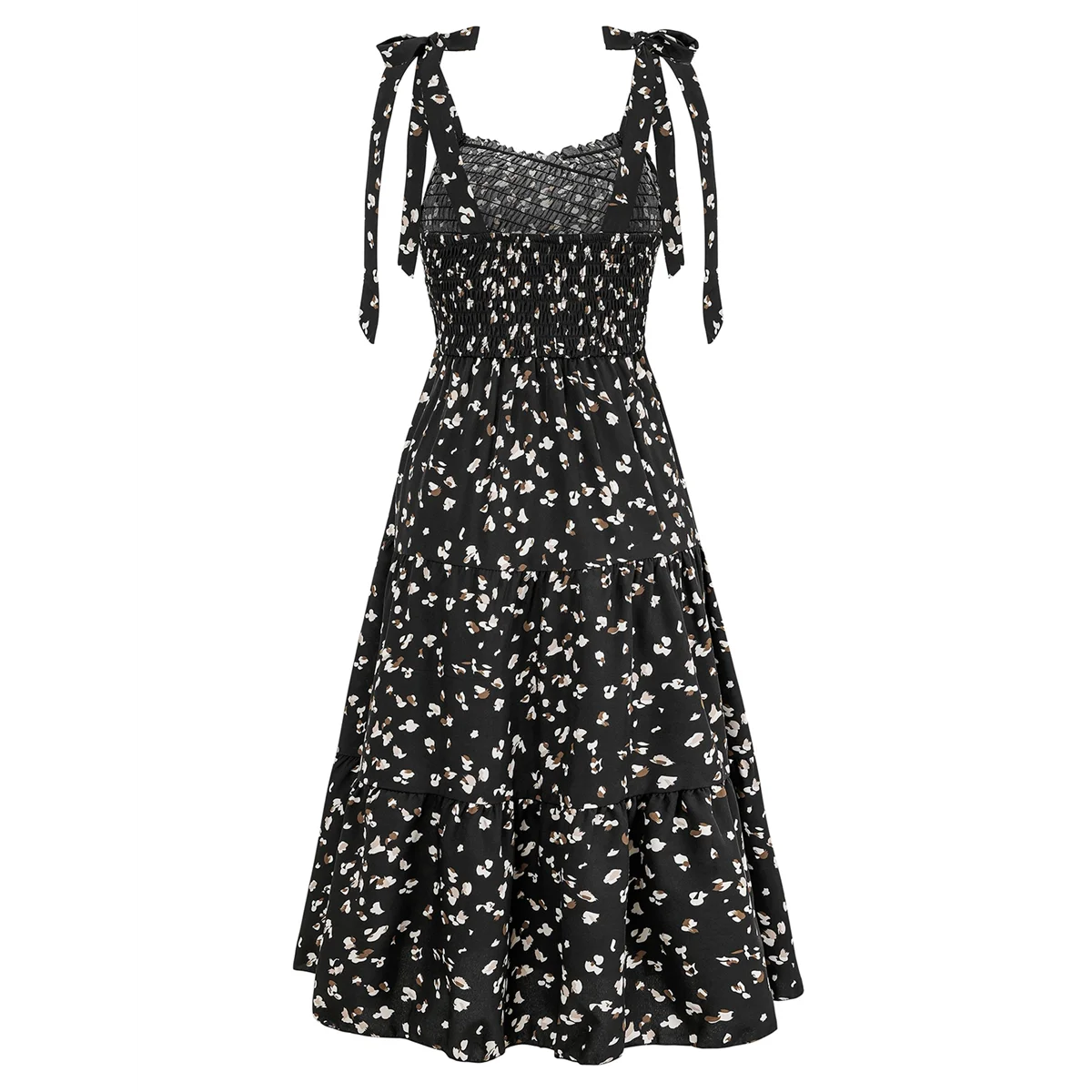 女性のサマードレスカジュアル V ネック花柄サンドレス A ライン流れるビーチドレス