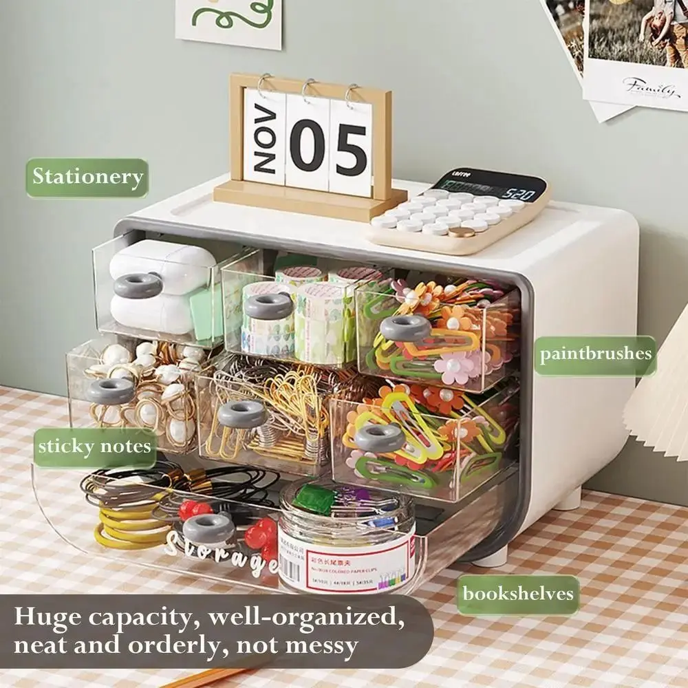 New Sundries Jewelry Desktop Storage Box Divided Large Capacity Storage Rack Drawer Type Stationery Organizer