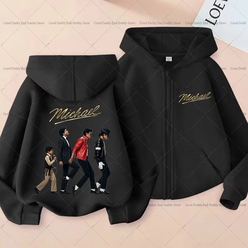 Kinder Freizeitjacke Herbstkleidung King of Pop MJ Mode Hoodie Jacke für Jungen Mädchen Kinder Michael Jackson Reißverschluss Kapuzenpullover – Detail 3