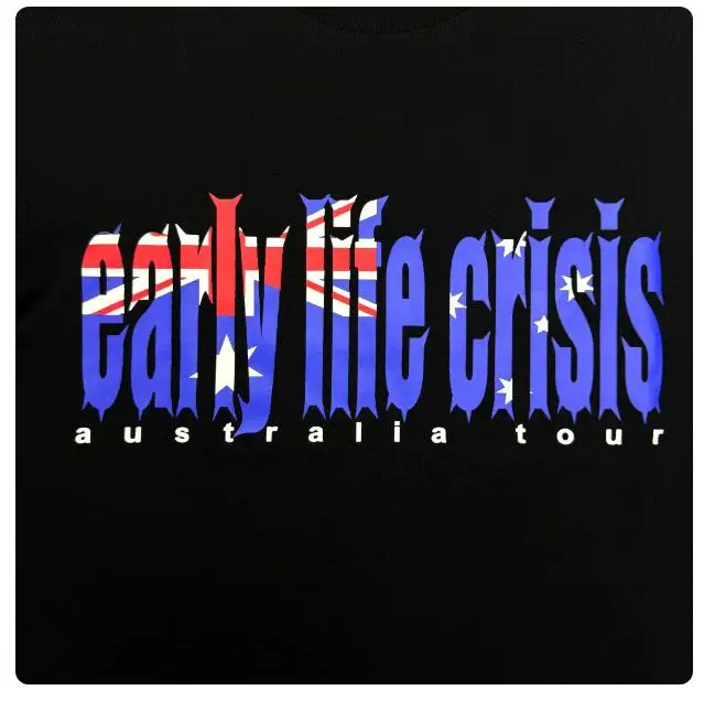 New Men Nettspend Australia Tour Early Life Crisis T Shirts T-Shirt Hip Hop Skateboard Street Cotton T-Shirts Tee Top US F12