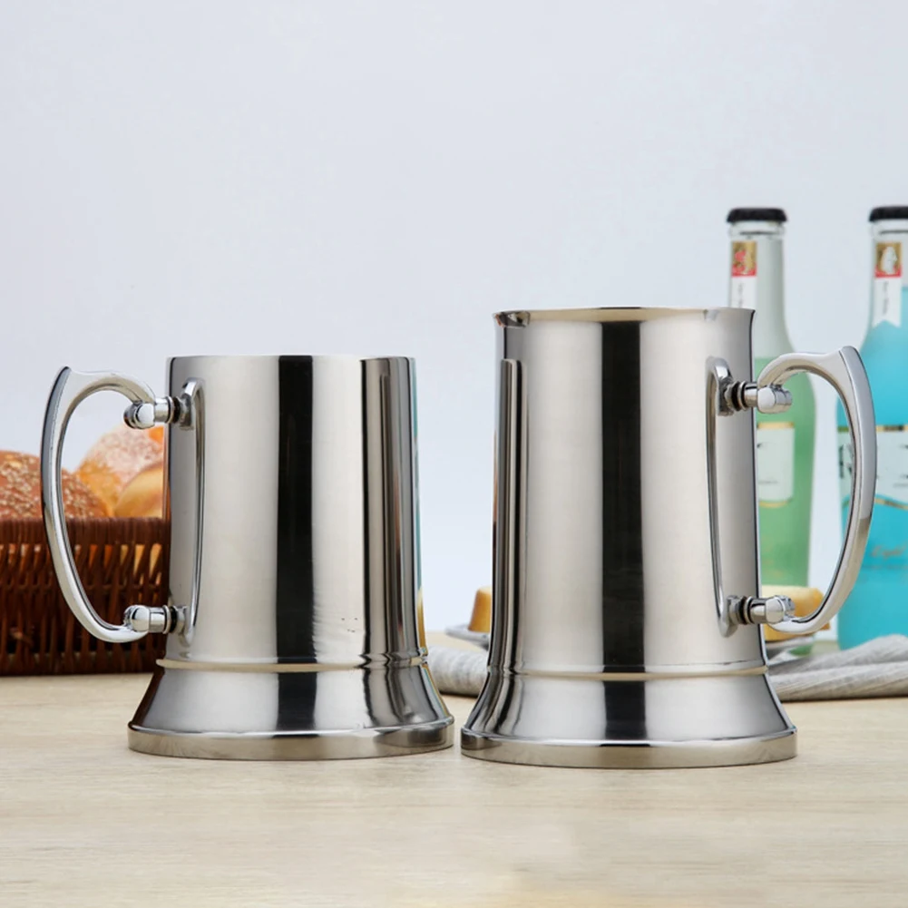 A04G-2X Tankard Stein Double Wall Stainless Steel Beer Mug Cocktail Breakfast Milk Mugs With Handgrip Coffee Cup 560Ml